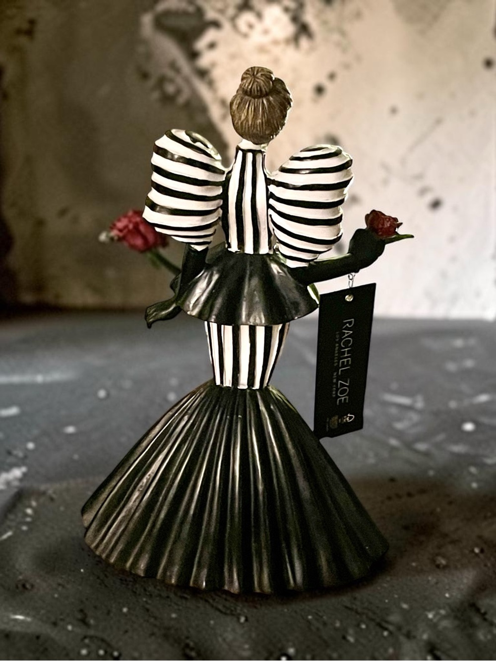 New Rachel Zoe black & white stripe skeleton lady in fancy bow dress - Picture 2 of 2